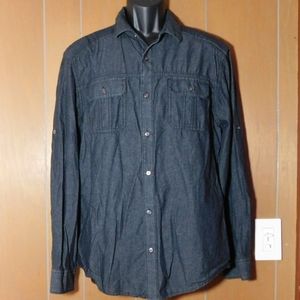 Rock & Republic Men's Casual Button Down Shirt - Dark Gray